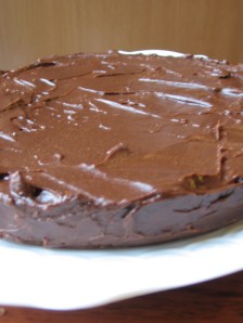 Iced cake - wax paper strips removed Iced cake - wax paper strips removed