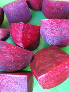 Beets ready for the food processor