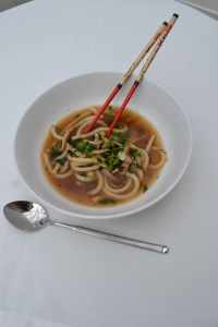 Udon Noodle Soup with Spoon