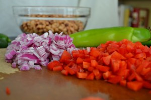 Finely Chopped Red Onion and Red Bell Pepper