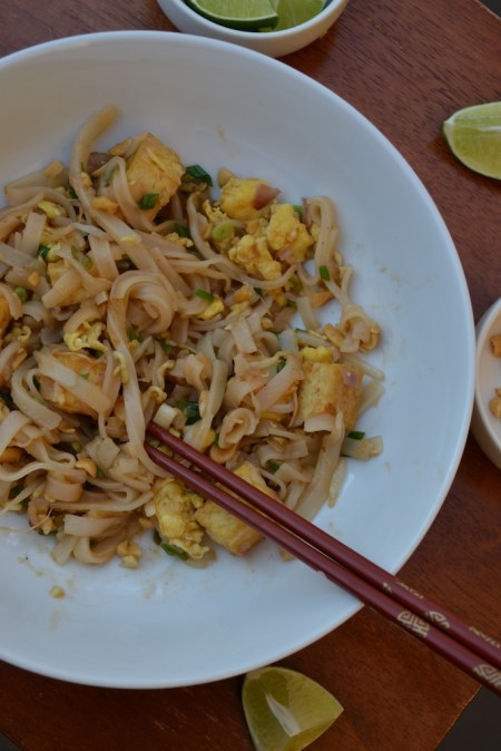Vegetarian Pad Thai with Baked Tofu