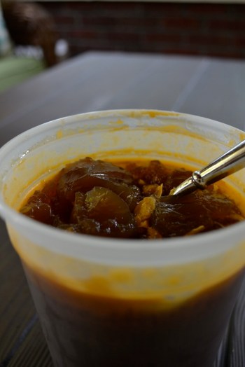 Congealed fat removed from stock