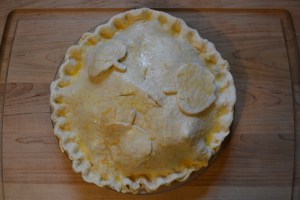 Frozen pie ready for oven