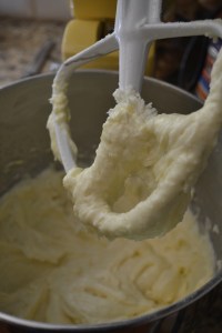 After adding the eggs and cheese