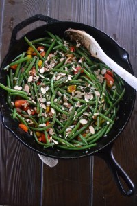 Sauteed Haricot Verts with Bell Peppers and Almonds