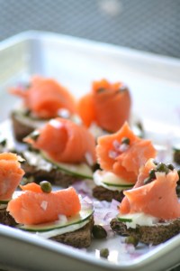 Platter of Smoked Salmon Canapes