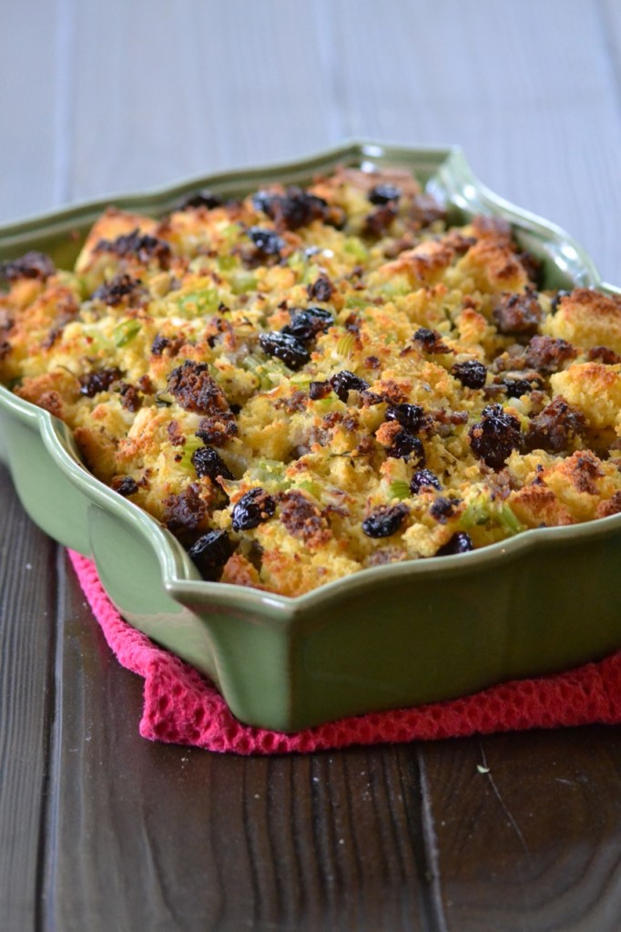 Cornbread Stuffing with Sweet Italian Sausage and Dried Cherries