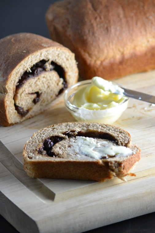 Whole Wheat Cinnamon Raisin Bread with Butter