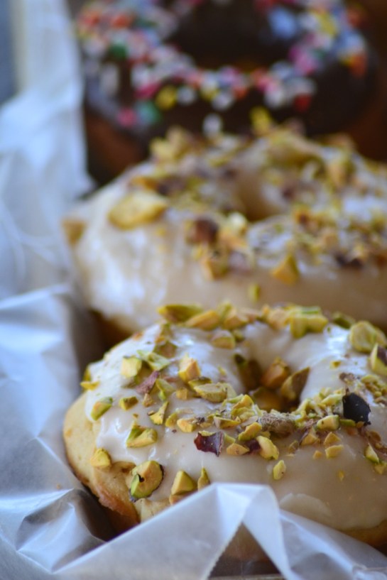 Lemon-Glazed Buttermilk Donut with Chopped Pistachios