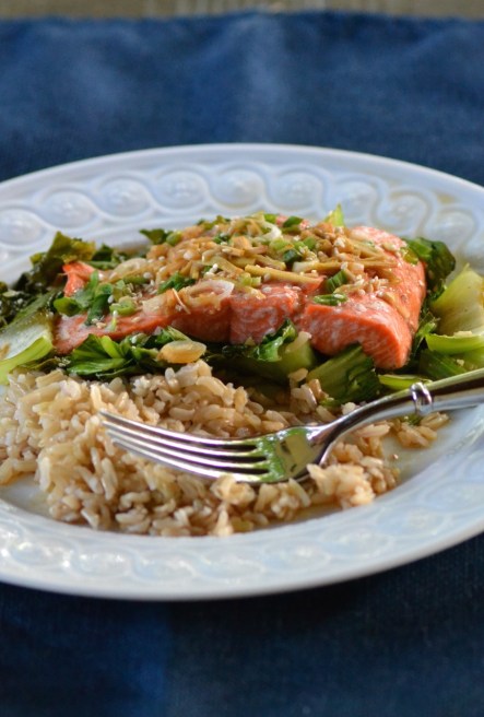 Maple-Soy Salmon over Bok Choy (www.mincedblog.com